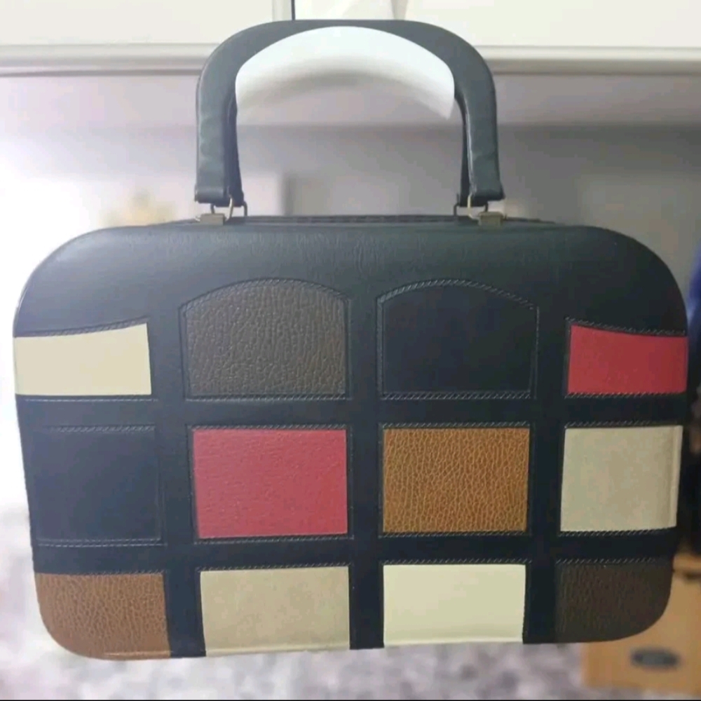 Tolin MFG Co Vintage 1960s Multicolor Faux Leather Case Purse Double Handles